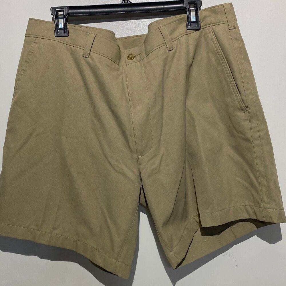PGA Tour Men's Beige Flat Front‎ Performance Golf Shorts Size 38